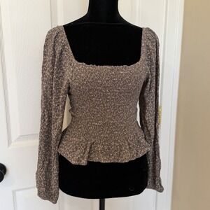 anthropologie Lazy Sundays Womens Scrunch Floral Top Ruffles Small Boho Coquette